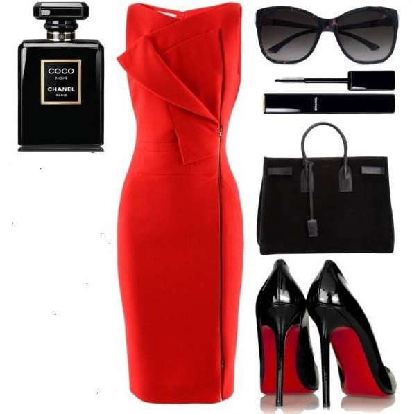 Черное Платье И Красные Туфли Образ